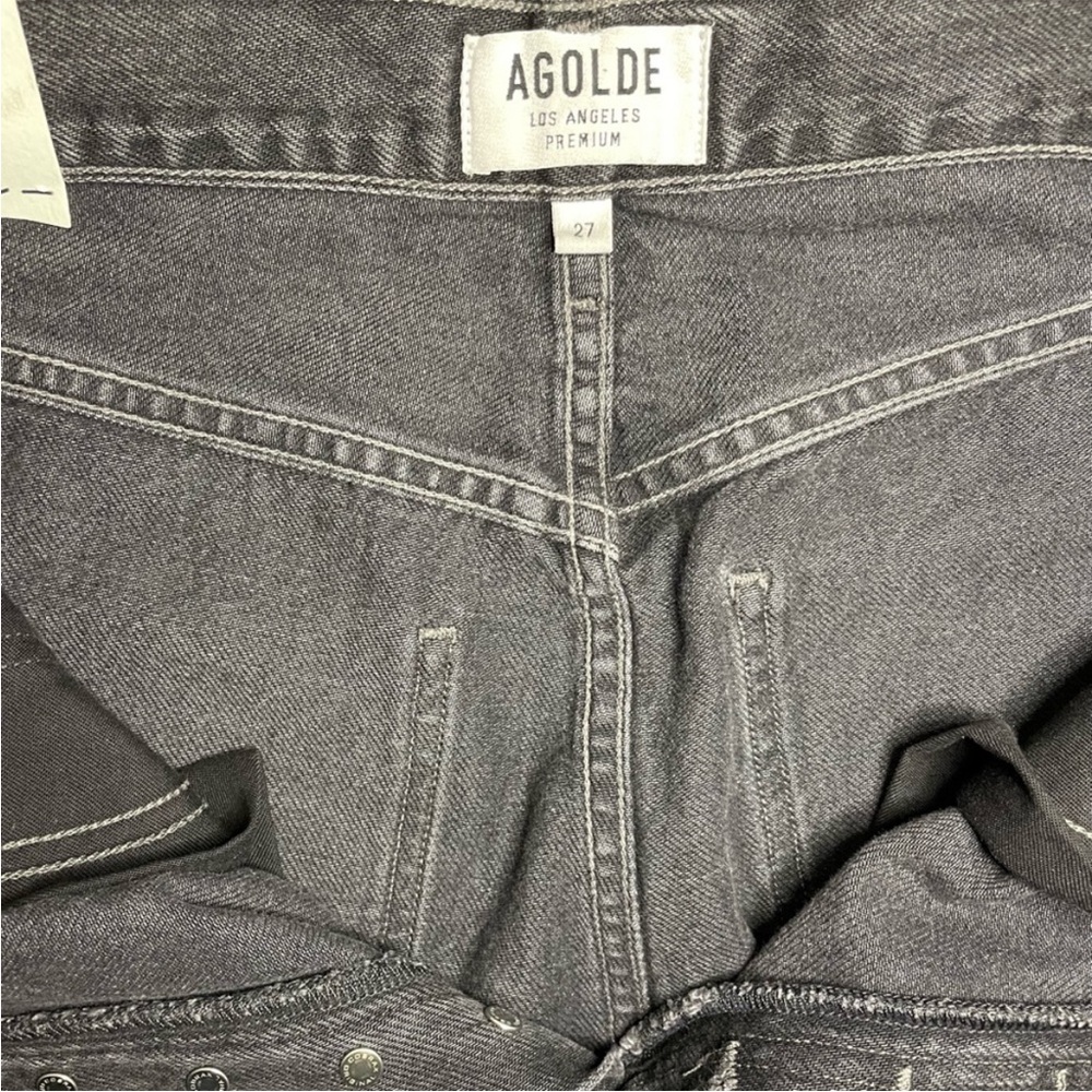 AGOLDE Jamie Straight High-rise Raw Hem Jeans In Void Washed Black - Picture 9 of 9